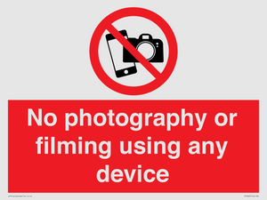 No photography or filming using any device
